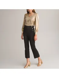 Recycled Cropped Flared Trousers, Length 25.5" - 1
