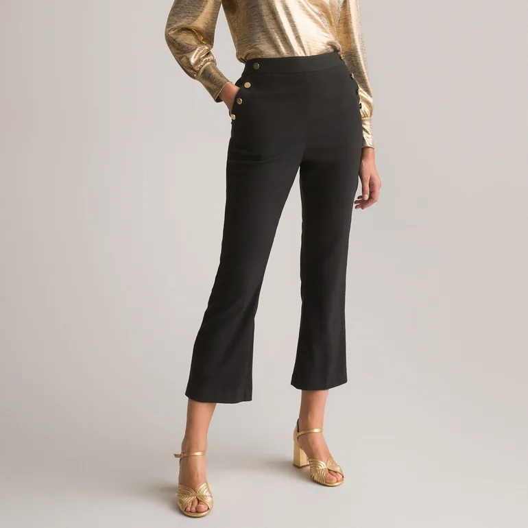 Recycled Cropped Flared Trousers, Length 25.5" - 2