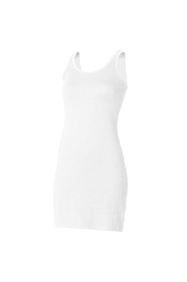 Skinni Fit Ladies/Womens Extra Long Stretch Tank Top / Vest - White