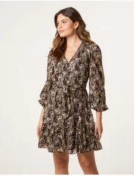 Button Up Belted Chiffon Mini Dress - 1