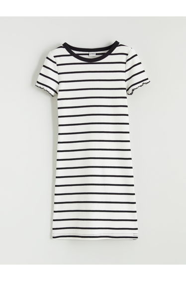 Crew Neck Striped Girl Dress