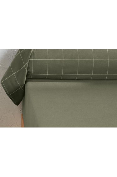 Charlie Khaki Checked 100% Cotton Flannel Bolster Pillowcase