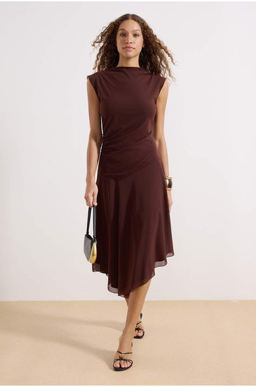 Brown Midi Knitted Dress