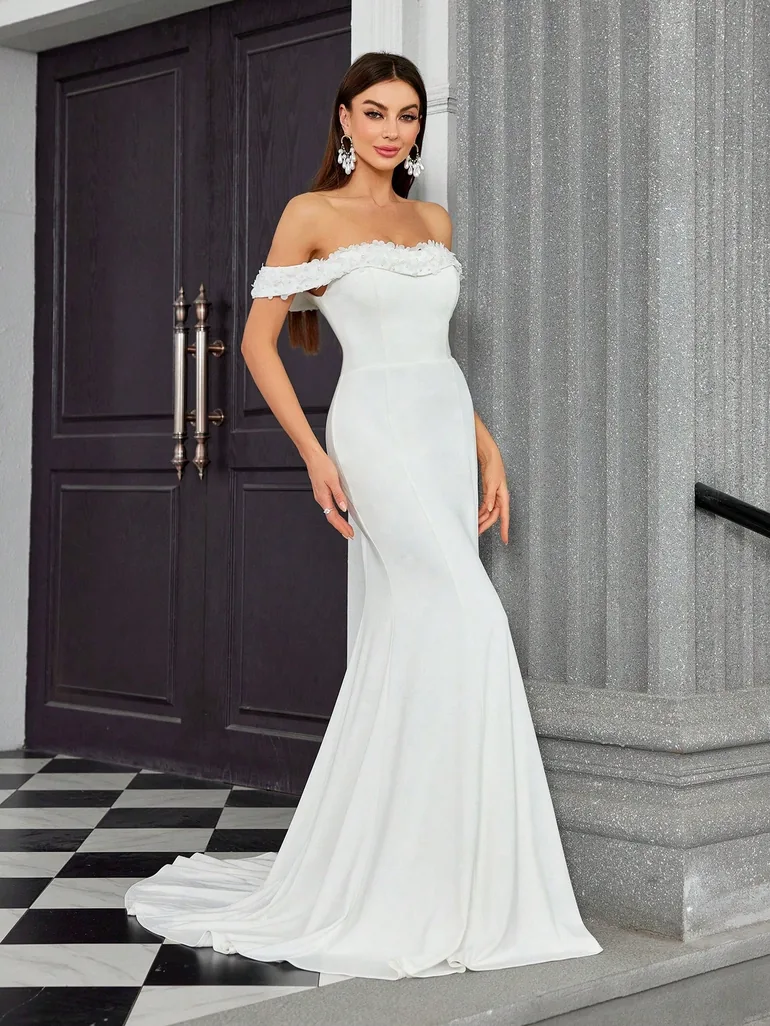 Leely Women's Elegant Off the Shoulder Mermaid Dress - 2