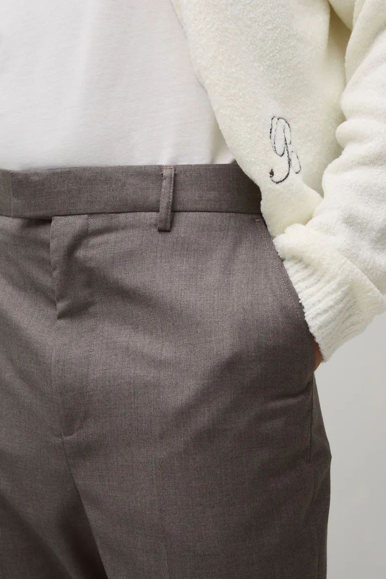 High Waist Tapered Tailored Trousers - mocha - 3