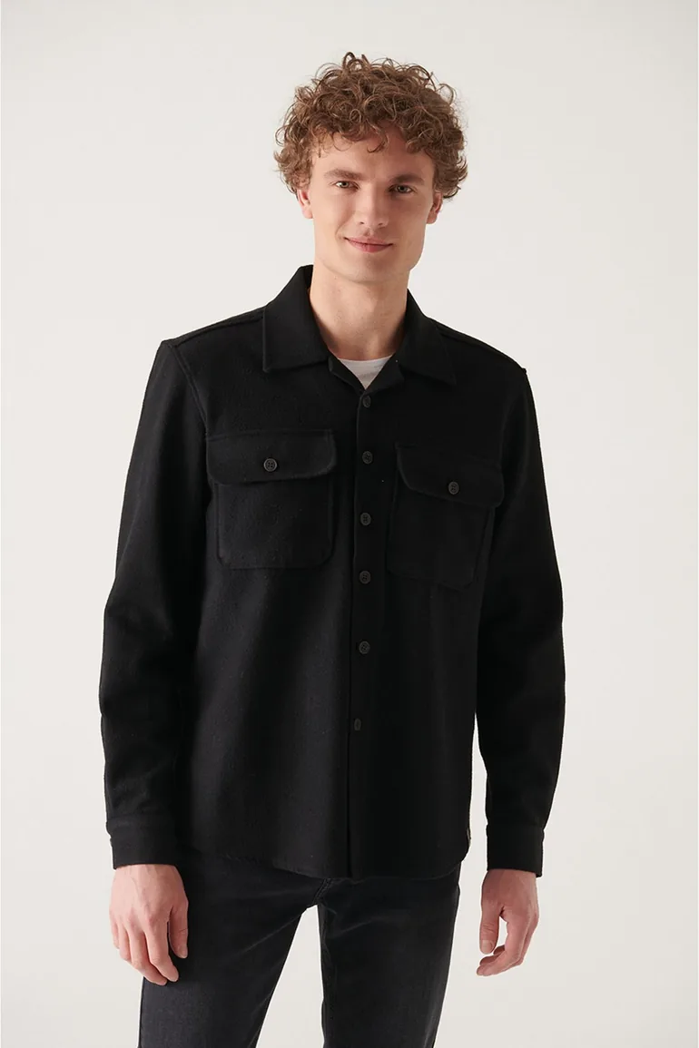 Men's Black Cotton Lightweight Comfort Fit Casual Cut Jacket Coat - 1