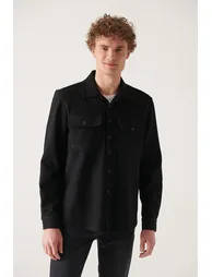 Men's Black Cotton Lightweight Comfort Fit Casual Cut Jacket Coat - 1