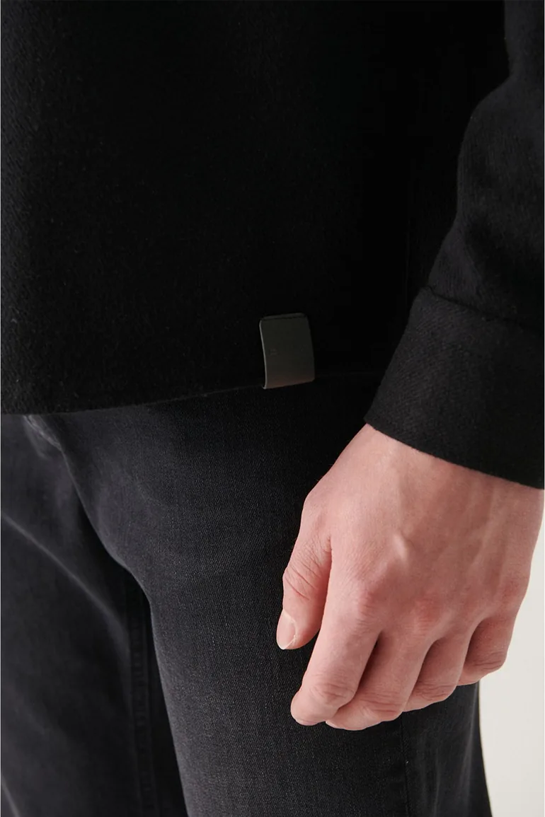 Men's Black Cotton Lightweight Comfort Fit Casual Cut Jacket Coat - 2