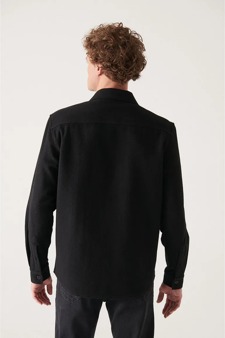 Men's Black Cotton Lightweight Comfort Fit Casual Cut Jacket Coat - 3
