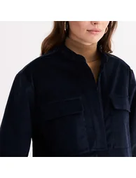 Mid-Length Shift Dress with Long Sleeves - 2