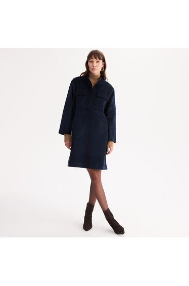 Mid-Length Shift Dress with Long Sleeves