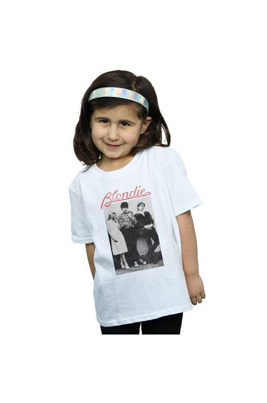 Blondie Girls Distressed Band Cotton T-Shirt - White