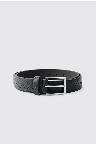 PU Diamond Embossed Belt - black