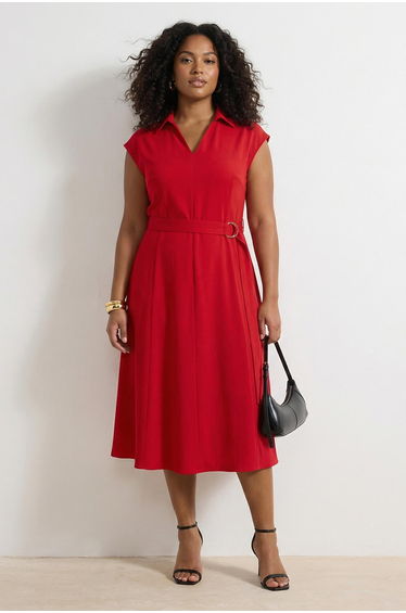 Red Aerobin Woven Plus Size Dress
