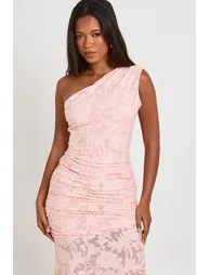 Burnout Floral Asym Neck Maxi Dress - baby pink - 3