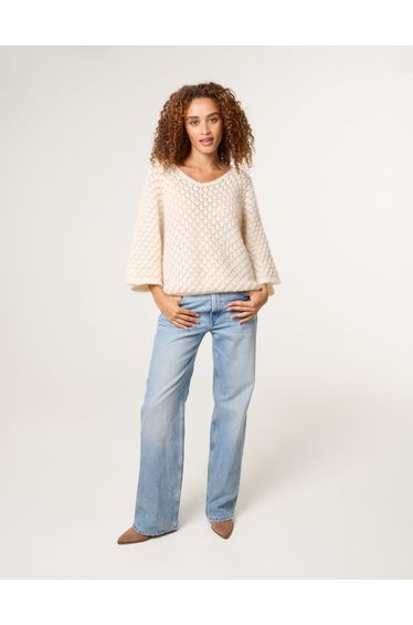 Pointelle Knit Batwing Jumper