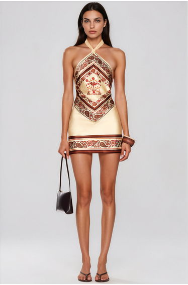 Kalyca Halter Neck Floral Mini Dress