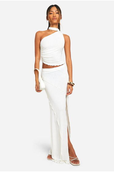 Split Floor Length Skirt - white