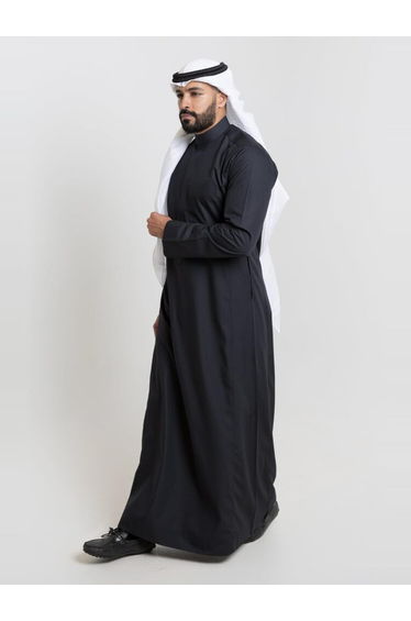 Men Classic Summer Thobe, Black - 60inches