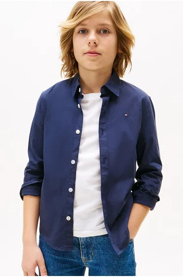 Solid Stretch Poplin Shirt L/S Twilight Navy