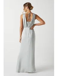Ruched Waist Detail Satin Dress - 2