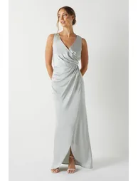 Ruched Waist Detail Satin Dress