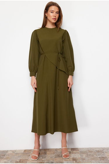 A-Line Midaxi Dress with Long Sleeves