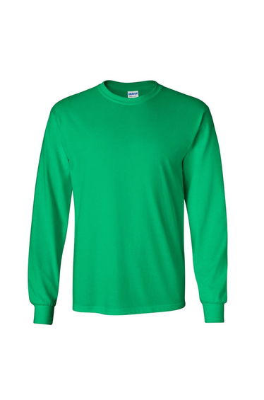 Gildan Mens Plain Crew Neck Ultra Cotton Long Sleeve T-Shirt - Irish Green