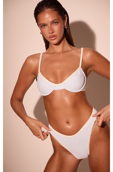 Baby Blue Contrast Binding Tanga Bikini Bottoms