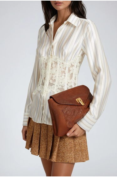 Dexter Lace Corset Stripe Shirt
