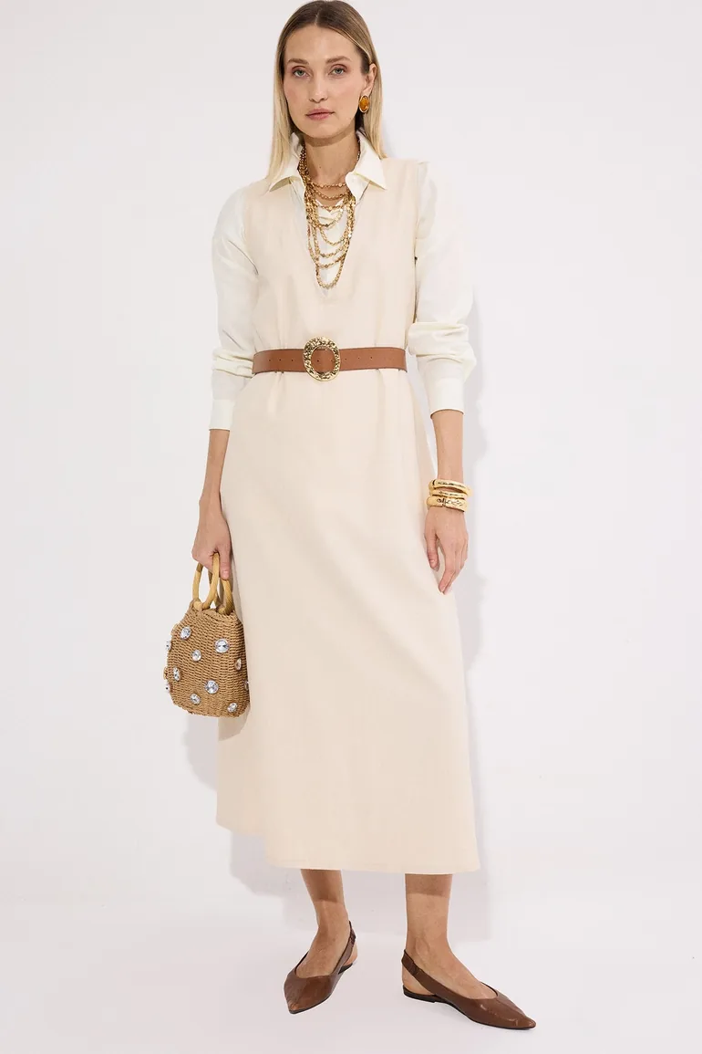 V-NECK DENIM GİLET - 5