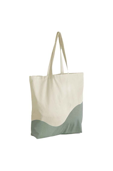 Westford Mill Unisex Adult Wave Organic Cotton Maxi Tote Bag - Natural/Dusky Green