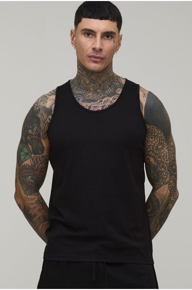 Tall 2 Pack Basic Regular Fit Vests - black