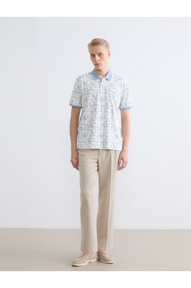 Polo Collar Patterned Piqué Men's T-Shirt
