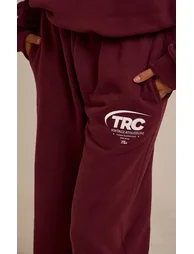Burgundy Run Club Cotton Fleece Cuffed Sweatpants - 3