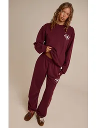 Burgundy Run Club Cotton Fleece Cuffed Sweatpants - 5