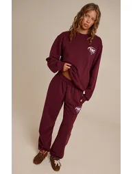 Burgundy Run Club Cotton Fleece Cuffed Sweatpants