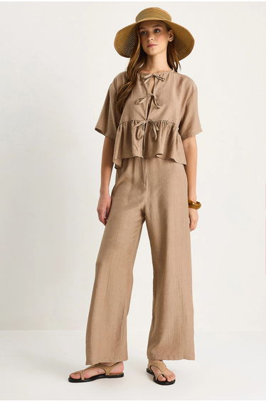 LUCCI Textured Two-Piece Coord Set with Ruffle Detail