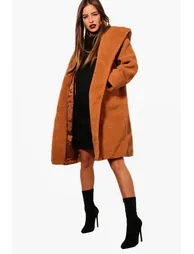 Petite Nicola Oversized Hooded Teddy Coat - camel