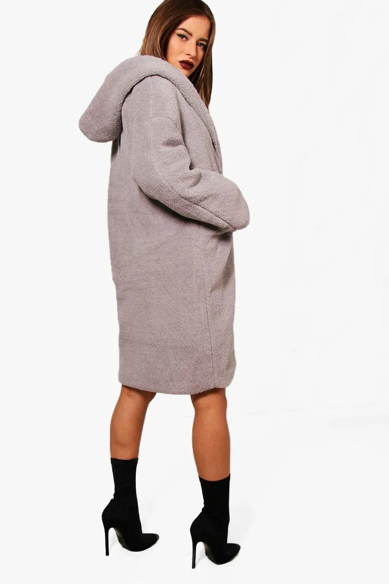 Petite Nicola Oversized Hooded Teddy Coat - camel - 1