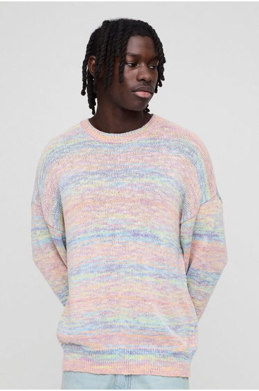 Oversized Boxy Ombre Stripe Knitted Jumper - multi