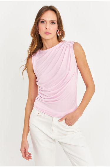 Women's Pink Pleated Blouse