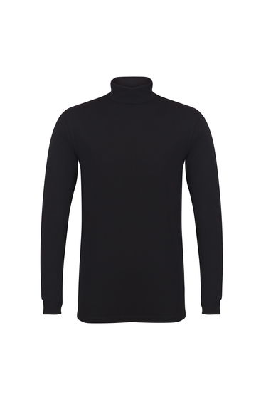 Skinni Fit Mens Feel Good Roll Neck Long Sleeve Top - Black