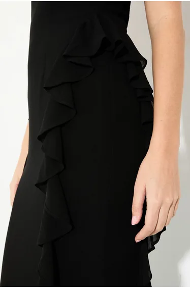 Ruffle Detail Open Back Maxi Dress