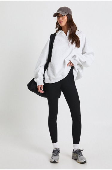Waffle High Waisted Legging - black
