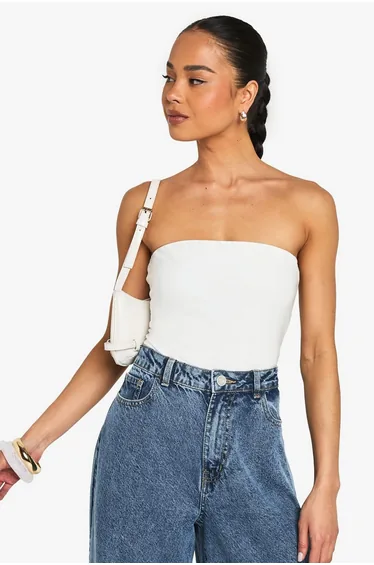 DOUBLE LAYER SLINKY DOUBLE LAYER BANDEAU TOP - white