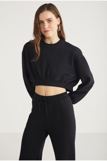 AMY Women's 100% Organic Cotton Black Sweatshirt