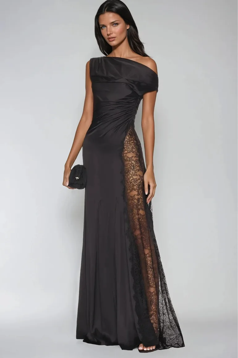 Dubaku One Shoulder Lace Maxi Dress - 2
