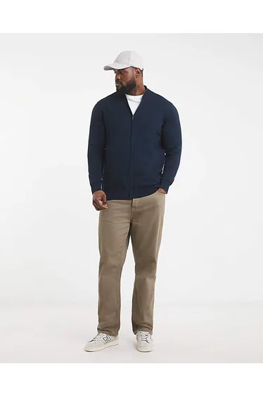 Dark Navy Zip Funnel Neck Knit Cardigan