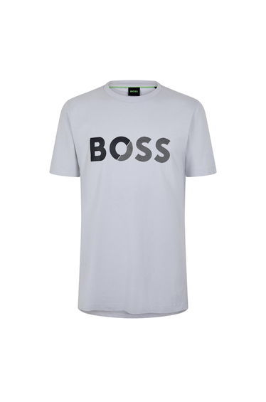 Boss Mens Big Logo Regular T-Shirt - Light Grey